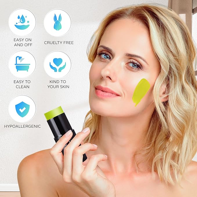 Go Ho Ogre Green Face Paint Stick,Water Based Washable Face Body Paint,Non-toxic Full-coverage Cream Ogre Green Body Paint for Halloween Costume Cosplay SFX Alien Makeup