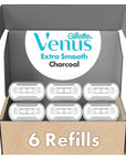 Gillette Venus Extra Smooth Charcoal Women's Razor Blade Refills, 6 Count