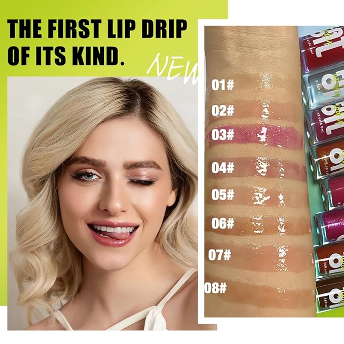 8 Colors Lip Oil Lip Glaze, Hydrating Lip Glow Oil Big Brush Head Shiny Moisturizing Lip Gloss, Long Lasting Non-sticky Fresh Transparent Tinted Plumping Lip Oil (# 02)