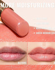 Oulac Moisturizing Shine Pink Peach Lipstick for Women - 2 in 1 Pink Peach Glossy Tinted Lip Balm, Hydrating Winter Lipstick for Dry Lips,Shine Juicy Finish Vegan 2.2g/0.07oz (G13)