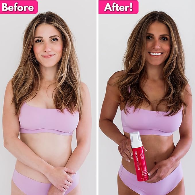 Tanceuticals Express Self Tanning Body Mousse - Fast Acting Self Tan Foam - Develops in 1-4 Hours, Natural Looking, Vegan & Cruelty Free - Sunless Tanner with Acai Berry, Pomegranate & Argan Oil