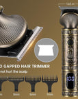 Beard Trimmer Kit Professional Hair Clipper Zero Gapped T-Blade Electric Shaver Razor Nose Body Trimmer for Men Cordless Grooming Kit 7 in 1