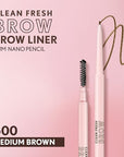 Covergirl Clean Fresh Brow Nano, 500 Medium Brown, Eyebrow Pencil, Ultra-Precise Tip, Waterproof, Transfer-Resistant, Built-In Spoolie, Vegan Formula, 0.001oz