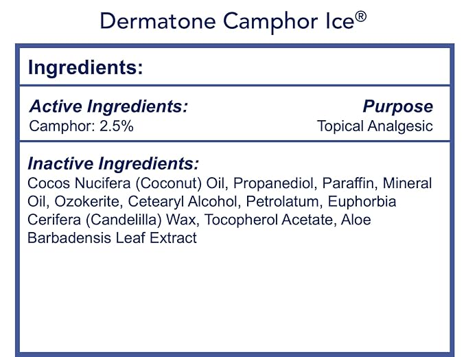 Dermatone Camphor Ice | Skin Balm for Dry, Cracked and Chapped Skin | Lips, Hands, Feet | Skin Irritation Relief | Sunburn | Bug Bites | Minor Burns | Soothing Vapors | Nasal Congestion, 1 oz stick