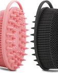 2 Pack Silicone Body Scrubber, Loofah Double-Sided Body Brush,Shower Scrubber and Scalp Massager Shampoo Brush for Sensitive Kids Women Men All Kinds of Skin (Black & Pink)