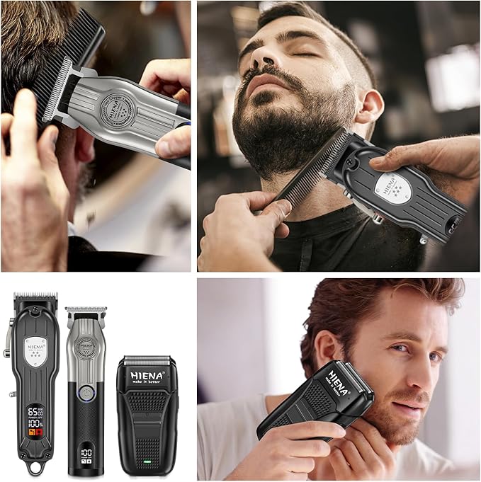 Hair Clippers for Men Professional Cordless Hair Clippers Electric Beard Trimmer and Foil Shaver Set Home Hair Cutting Kit Type-C Rechargeable for Barber Clippers with LED Display