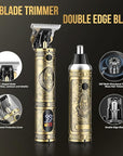 Professional Hair Clippers for Men,Cordless Barber Clippers and Trimmers Set,Beard Trimmer for Men，Electric Razor Foil Shavers for Ear, Face, Nose, Barber Kit with LCD Display (Bronze)
