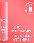 NYX PROFESSIONAL MAKEUP This Is Milky Gloss, Vegan Lip Gloss, 12 Hour Hydration - Moo-dy Peach (Sheer Coral)