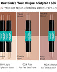 Contour Stick, 4Pcs Dual-Ended Highlighter Makeup Pen & A+Set B)