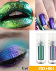 Duochrome MultiChrome Chameleon Liquid Metallic Eyeshadow 2 Pcs Set, Green Purple Blue High-Impact Multi-Dimensional Finish, Silky Smooth and High Pigment Holographic Glitter Eyeshadow Makeup (Set02)