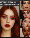 Red Eyeshadow Palette with Mirror Sliver Red Black Tones Matte Shimmer 6 Colors Mini Eye Shadow Pallet Travel Size Highly Pigmented for Joker Vampire Clown Goth Halloween Christmas Makeup