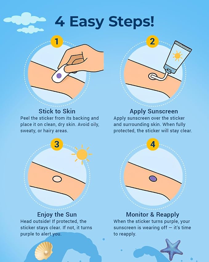 80 Pcs UV Stickers for Sunscreen, Sunscreen Stickers Reapply Reminder Know When to re-Apply Sunscreen, UV Detection Stickers Waterproof, Sunny UV Patches Reminder, SPF UV Spots for Kids Boy Girl Adult