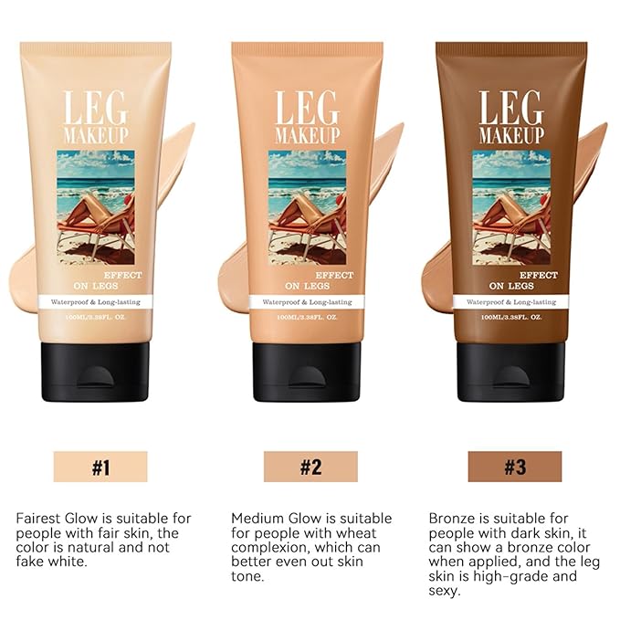 Legs Makeup Waterproof with Brush - No Transfer Body Concealer for Varicose Veins Appearance, Tattoo & Scar Cover Up for All Skin Tones, Waterproof (Medium)