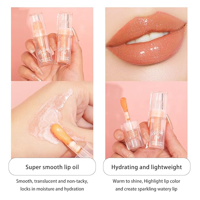 Hydrating Lip Glow Oil for Women, Color Changed Lip Plumper Gloss Moisturizing Nourishing Black Big Brush Head Lip Oil Smooth Lip Liner Stain for Lip Makeup Care and Dry Lips (black, 1 pcs)
