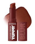 COVERGIRL Clean Fresh Yummy Blur Lipstick, Blurring Effect, Matte Lip Color, Fresh Pear Flavored, Vegan Formula - 180 Hunny Blur (Deep Plum)