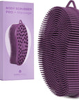 MainBasics Silicone Body Scrubber – Dual-Sided Shower Scrubber with Massage Nodes, Silicone Loofah Alternative for Deep Clean (Purple, Massage)