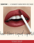 Runway Rogue Pearl Glam Long Wear Shimmer Liquid Lipstick, Metallic Warm Brick-Red Lipstick with Silver and Gold Shimmer, ‘Showtime’