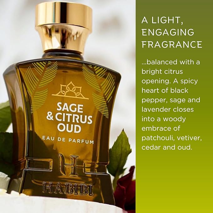 H HABIBI Sage & Citrus Perfume for Men – 2.5 oz (75ML) Long Lasting Arabian Cologne, Fresh Citrus Woody Men Perfume, Luxury Fragrance Gift for Special Occasions