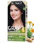Permanent Hair Dye Gray Coverage Hair Dye PPD-Free Permanent Hair Color for Women 1B Obsidian Noir Black Natural Black