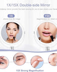 Vanity Makeup Mirror with Stand, 1X/15X Magnification Double Sided 360 Degree Swivel, Portable Table Desk Counter top Magnifying Mirror, Tabletop Bathroom Shaving Mirror, 6.25 Inch