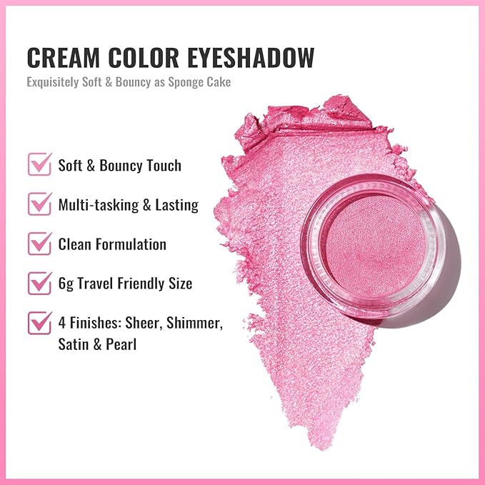 Oulac Pink Cream Eyeshadow also for Highlighter Large Capacity Highly Pigmented Eye Shadow Waterproof &Long Lasting with Moisturizing Formula 11