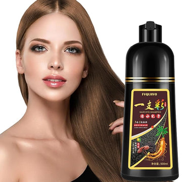 Chestnut Brown Hair Dye Shampoo 3 in 1 for Men & Women, Natural, for 100% Gray Coverage, Brown Hair Colors in 10-15 mins, 16.9 Fl Oz