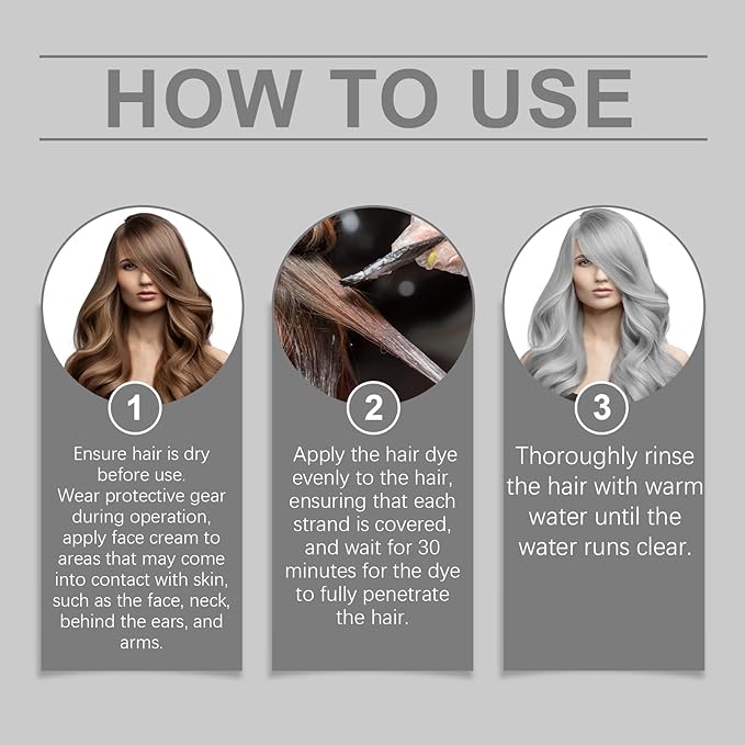 Silver Hair Dye Permanent Hair Color, Silver Hair Color for Dark Hair