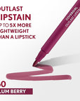 COVERGIRL Outlast, 60 Plum Berry, Lipstain, Smooth Application, Precise Pen-Like Tip, Transfer-Proof, Satin Stained Finish, Vegan Formula, 0.06oz