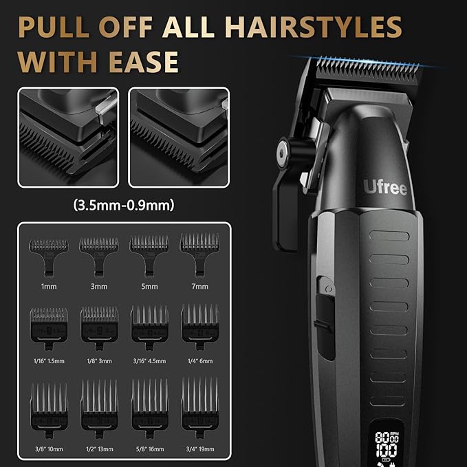 Ufree Professional Hair Clippers for Men, Clippers and Trimmers Set, Barber Clippers, Electric Beard Trimmer with Barber Bag, Gifts for Men