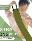 Exfoliating Back Scrubber with Upgraded Handles, 38.5 Inch Double-Sided Body Scrub Bath Exfoliator, Exfoliating Washcloth for Use in Shower, Back Washer to Deep Clean Your Skin for Men & Women (Green)