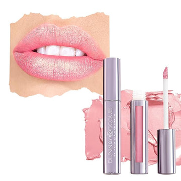 Runway Rogue Pearl Glam Long Wear Shimmer Liquid Lipstick, Metallic Light-Pink Lipstick with Gold and Rose Shimmer, ‘Go See’