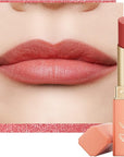 Oulac Nude Matte Lipstick for Women, Lipstick & Blush Duo, Peach Creamy Soft Satin Finish Lipsticks, Moisturising Formula, Rich Color Lightweight Lip Balm, Rose Oil, Vegan & Cruelty-Free| 3.6g (Y08)