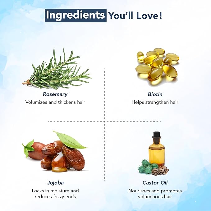 Botanic Hearth 100% Pure Rosemary Oil For Hair Growth | Infused with Biotin, Jojoba & Castor Oil | Hair Oil Repairs Dry Damaged Hair, Strengthening, Healthier - Hair Tonic, 2.0 fl oz