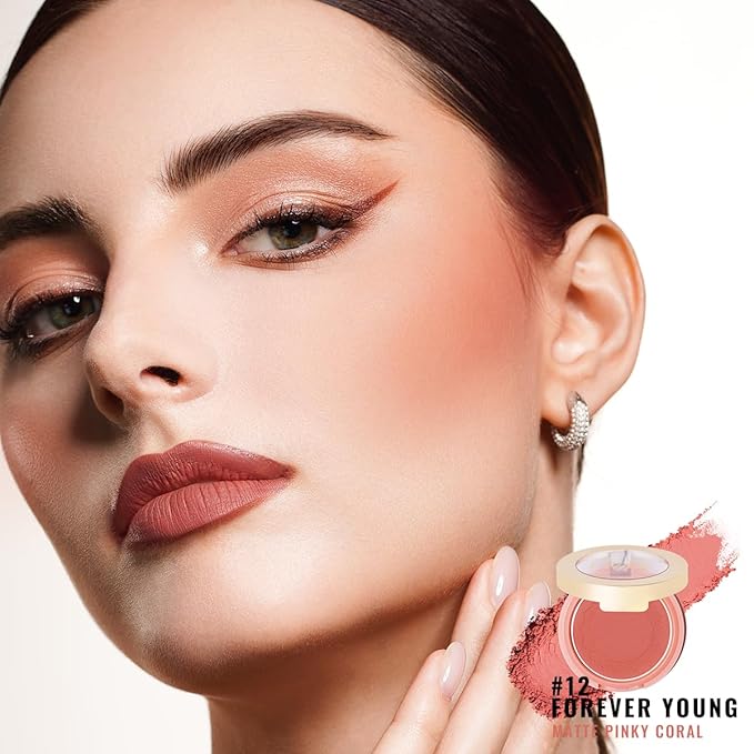 Oulac Blush Face Coral Matte | Pigmented Powdery 4.8g
