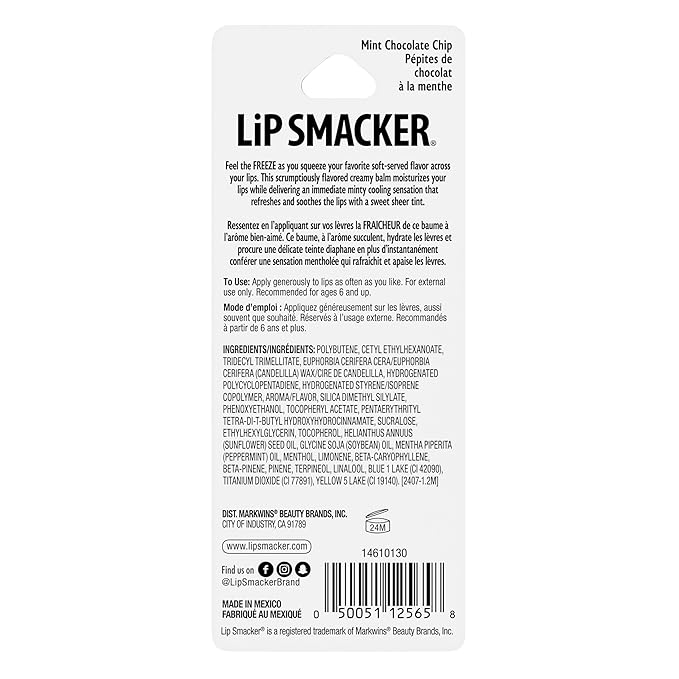 Lip Smacker Ice Freeze Balm, Ultra-Hydrating & Cooling Lip Balm with Refreshing Flavor, Sheer Tint & Minty Sensation, Soft-Served Creamy Formula, Moisturizing & Nourishing Lip Care-Mint Chocolate Chip