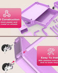 Goovilla Rolling Makeup Organizer Cart with Removable Drawer, 3 Tier Stable Purple Floor Skincare Storage Cart for Vanity, Cosmetic Display, Nail Polish, Perfume, Hair Stuff, Beauty, Bathroom(Plastic)