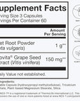 humanN SuperBeets Beet Root Capsules Quick Release 1000mg, Helps Support Nitric Oxide Production, Blood Pressure, Heart Health, Contains Beet Root Powder, Studied Antioxidants 180 Count Non-GMO Powder