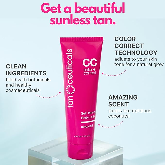 Tanceuticals Self Tanner - Ultra Dark Self Tanning Lotion for Body - Natural-Looking & Long Lasting Sunless Tan – Quick Fake Tan, Bronze Glow - Fresh Coconut Scent & Healthy Ingredients (Ultra Dark)