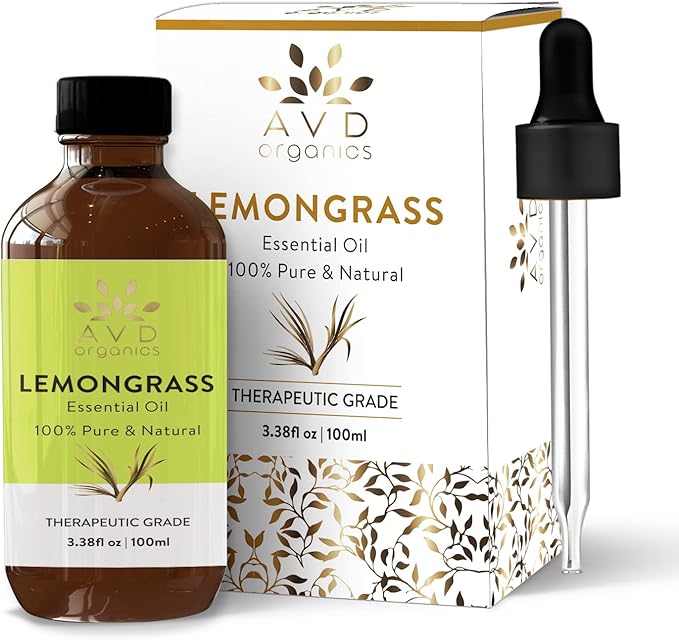 Lemongrass Essential Oil | 100% Pure and Natural USDA Organic Lemon Grass Oil | for Aromatherapy Skin Home Diffusers Carrier | 3.38 fl. Oz