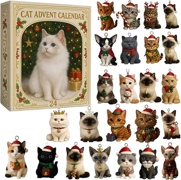 Cat Lovers Advent Calendar 2025-24 Days Christmas Countdown with Unique Cat Illustration Cards, Pop-Up Mechanism for Family Fun, Holiday Home Wall Decor