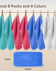 Nugilla Reusable Makeup Remover Cloths, 8 Packs Microfiber Cleaning Cloth Fast Drying Facial Washcloth, Ultra Soft Washing Towel for All Skin, 7 x 13 inch Green/Pink/Blue/White