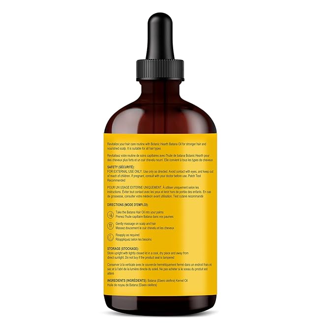 Botanic Hearth 100% Pure Batana Oil For Hair Growth | Infused with Batana Kemel Oil | Hair Oil Repairs Dry Damaged Hair, Strengthening, Healthier - Hair Tonic, 4.0 fl oz