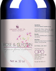 Rosewater Glycerin Mist Toner Bulk Spray Facial Body Floral Cleanser Pure Rose Hydrosol Vegetable Glycerine Moisturizing Cleansing Toning Mix Face Skin Hair Body - Packaging May Vary (32 Ounces)
