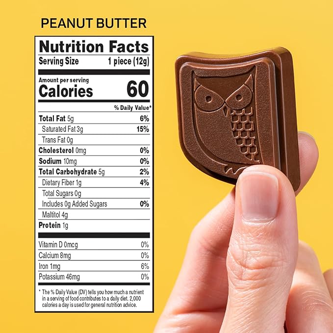 AWAKE - Caffeinated Chocolate Bites - Peanut Butter Dark Chocolate (No Sugar Added), 50 Bites - 50mg Caffeine - Energy Bites - Coffee Alternative - Fairtrade, Gluten Free, Non GMO - 0.48oz