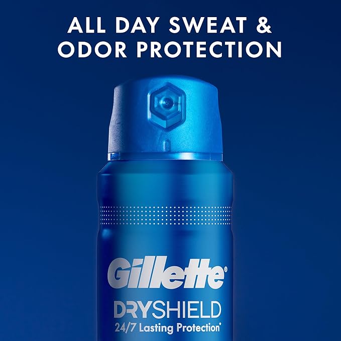 Gillette Dry Spray Antiperspirant and Deodorant for Men, 24/7 Sweat & Odor Protection, Anti-White Mark Technology, Cool Wave Scent, 4.3 oz (Pack of 3)