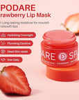 Sleeping Lip Mask Strawberry - Overnight Lip Treatment, Lip Care Hydration, Repair for Dry Cracked Lips, Vitamin C, Soft and Nourished Lips Overnight, Christmas, with Shea Butter - 0.42 Fl Oz