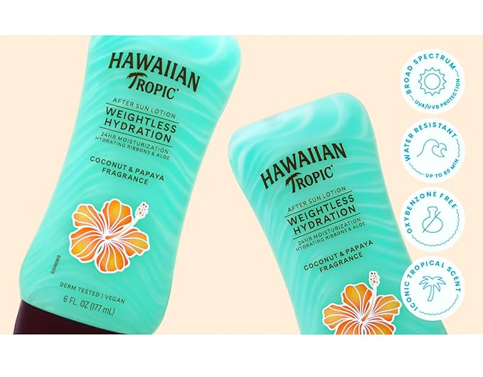 Hawaiian Tropic Silk Hydration Weightless After Sun Gel Lotion With Hydrating Aloe And Gel Ribbons, Clear, 6oz