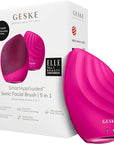 GESKE SmartAppGuided™ Sonic Facial Brush 5 in 1 | Vibrating Electric Facial Cleansing Brush | Soft Silicone Brush | Professional Facial Cleanser | Skin Cleanser & Exfoliator | Face Massager