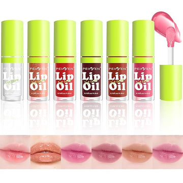 6 Colors Lip Gloss Set, Clear Lip Gloss and Glow Lip Oil for Woman, Moisturizing Lipgloss Pack, Non-sticky and Hydrating Fat Oil Lip Gloss