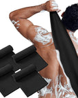 Tatuo 4 Pieces Korean Exfoliating Washcloth Body Back Scrubber Japanese Italy Exfoliating Cloth 35.5 Inch Long Bath Towel Washcloth Dead Skin Remover for Men Women(Black)